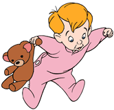 Michael flying with his teddy bear