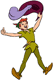 Peter Pan holding Hook's hat