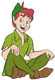 Peter Pan sitting cross-legged
