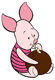 Piglet drinking from a coconut