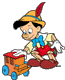 Pinocchio playing with toy carriage