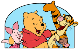 Winnie the Pooh, Tigger, Piglet and Roo posing