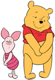 Cute Winnie the Pooh and Piglet standing side by side