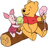 Piglet & Winnie the Pooh eating ice cream