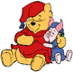 Winnie the Pooh and Piglet snuggling in their pajamas