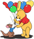 Pooh giving Roo balloons