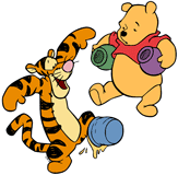 Pooh and Tigger carrying honeypots