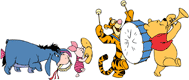 Pooh, Tigger, Piglet, Eeyore in marching band