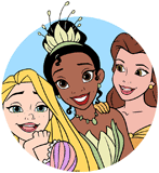 Rapunzel, Tiana & Belle
