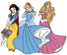 Aurora, Snow White, Cinderella