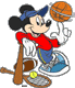 Mickey Mouse spinning a basketball