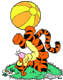 Tigger playing with a ball