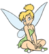 Tinker Bell sitting down with legs crossed