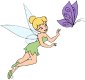 Tinker Bell flying with a butterfly