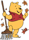 Winnie the Pooh with a rake