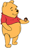 Winnie the Pooh examining an acorn