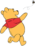 Winnie the Pooh chasing after a bee
