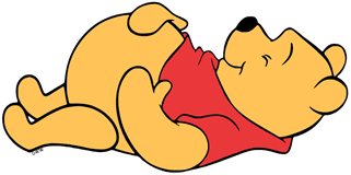 Winnie the Pooh lying down with a full belly