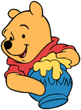 Winnie the Pooh with his hand in the honeypot
