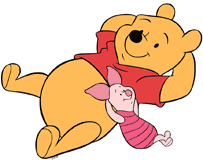 Winnie the Pooh and Piglet relaxing together