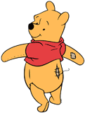 Winnie the Pooh examining a ripped seam