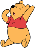 Winnie the Pooh stretching and yawning