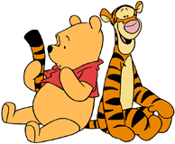 Winnie the Pooh examining Tigger's tail