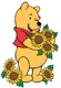 Winnie the Pooh, sunflowers