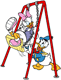 Donald pushing Daisy on a swing