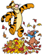 Tigger, Roo jumping in pile of leaves