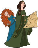 Merida with her mother Elinor looking at a map
