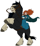 Merida riding her horse Angus