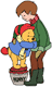 Winnie the Pooh hugging Christopher Robin in a Very Merry Pooh Year