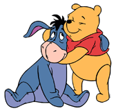 Winnie the Pooh and Eeyore hugging