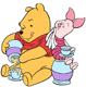 Pooh, Piglet eating honey