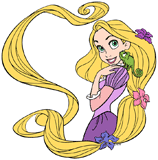 Rapunzel with Pascal on her shoulder