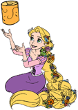 Rapunzel releasing a lantern with Pascal on he shoulder