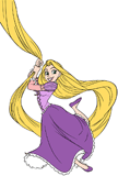 Rapunzel holding her hair