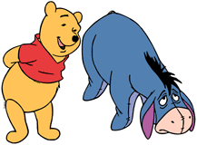 Winnie the Pooh and Eeyore looking depressed