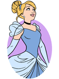 Cinderella looking up against a purple background