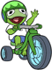 Kermit riding tricycle