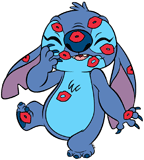 Stitch covered in lipstick marks
