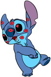 Stitch in love reeling from kisses