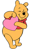 Winnie the Pooh holding a heart