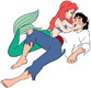 Ariel tending to unconscious Eric on the beach