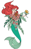Ariel holding a bouquet of flowers