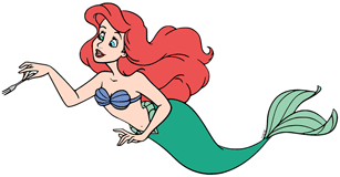 Ariel holding a fork