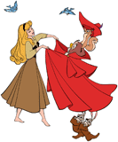 Aurora dancing with rabbits, squirrel and birds