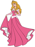 Aurora smiling in her pink dress