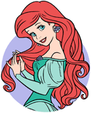 Ariel playing with her hair in her green dress